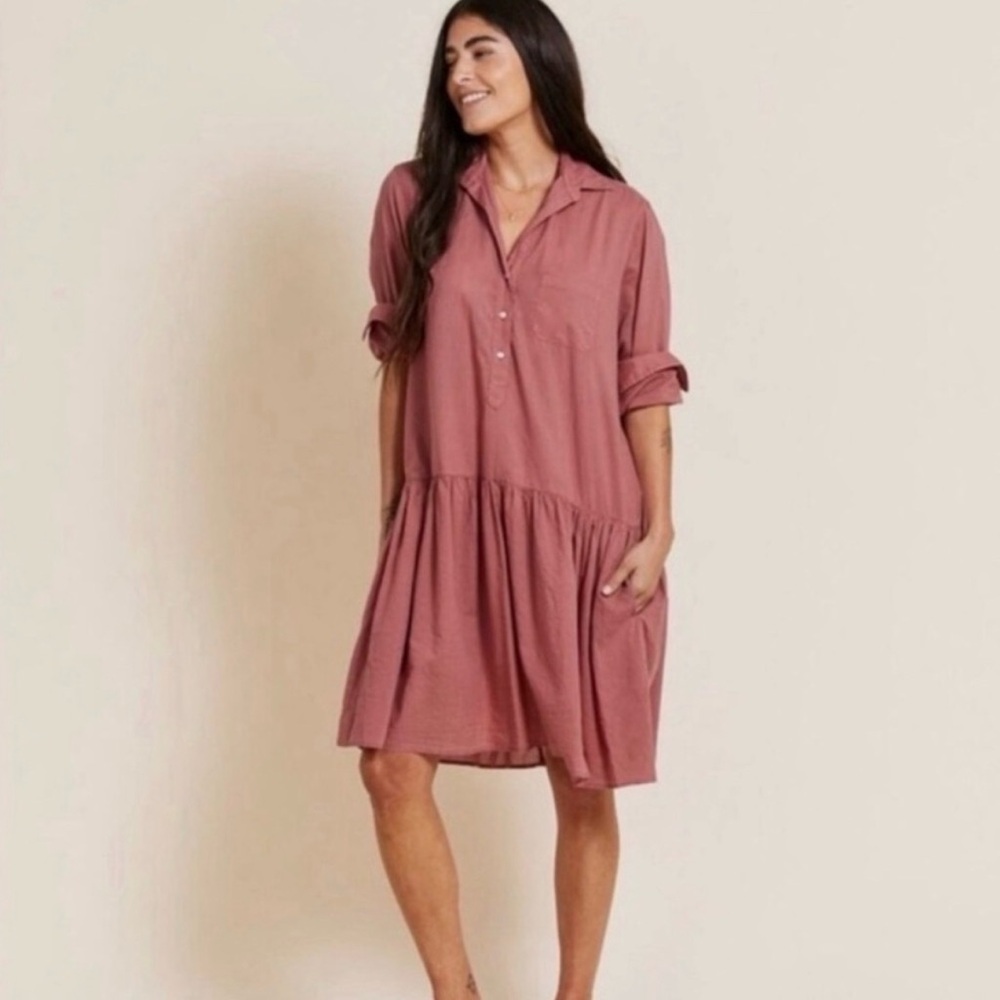 Frank & Eileen Grayson The Changemaker Shirt dress Rosewood 100% cotton Small 02